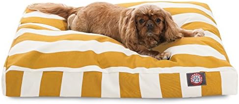 Majestic Pet Vertical Stripe Rectangle Dog Bed, Yellow, Medium