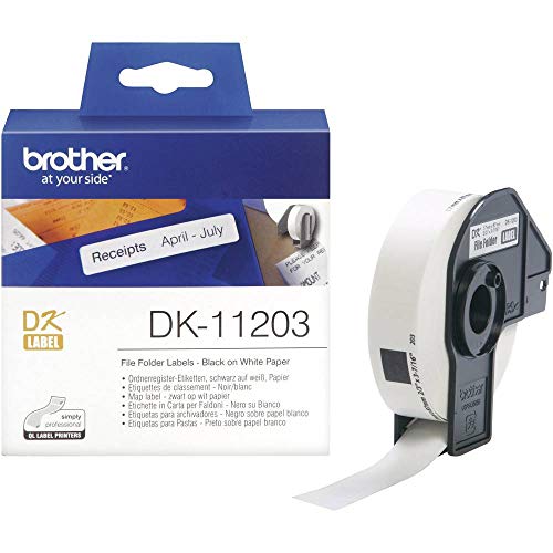 Brother DK-11203 - Etiquetas para carpetas de archivo, color negro y blanco