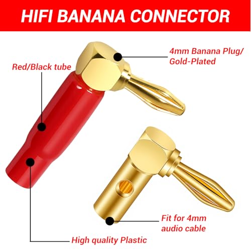 20 conectores banana 4mm ángulo recto oro 24K miniatura 3
