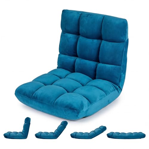 COSTWAY Canapé Paresseux Chaise de Sol, Fauteuil Convertible en Flanelle Dossier Réglable 14...