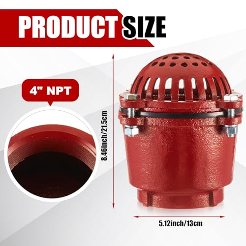 Image of MorningRo 4 Inch Cast Iron Foot Valve NPT Painted Carbon Threaded Foot Valve for Water Service Only