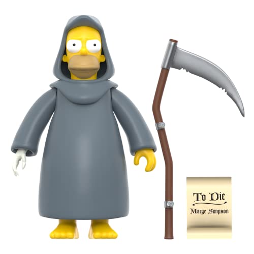 Super7 The Simpsons Treehouse Of Horror Grim Reaper Homer 3.75 In Reaction Figure #TOP1