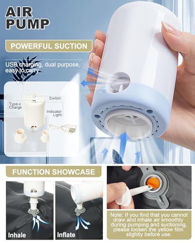 VGCUB Small Vacuum Backpack Wravel with Electric Pump vacpack System Storage Compression Laptop Work Business Waterproof College Bags Casual Daypack Carry on Backpacks for Women Men Beige Upgrade2