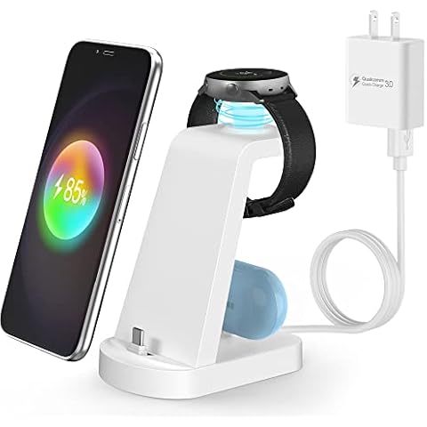Charging Station for Samsung Multiple Devices,3 in 1 Fast Charging Stand USB-C Charger for Galaxy Watch 5/5 Pro/4/3/Active,Galaxy S23/S22/S21/S20/S10/Note20/Note10/Z Flip 4/Z Fold 4/Galaxy Buds Cover