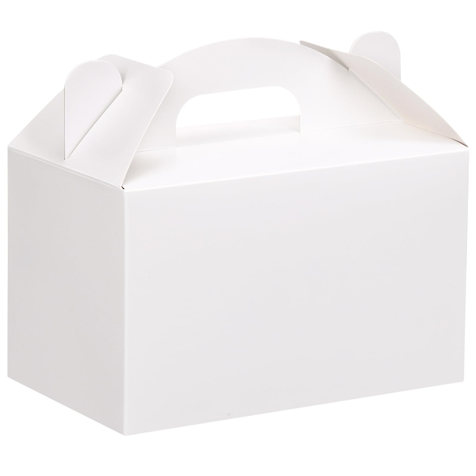 Moretoes 48 Pack White Party Favor Treat Boxes, Gable Gift Boxes with Handles for Birthday, Wedding, Baby Shower