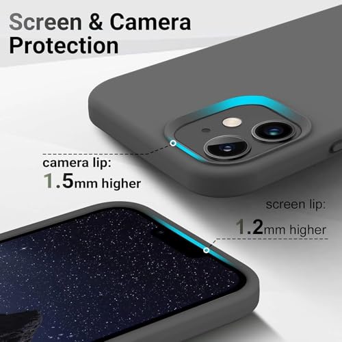 Image of Premium Liquid Silicone Case for iPhone 12 & 12 Pro - Slim Full Body Protective Back Cover with Soft Microfiber Lining, Anti-Slip Grip Scratch Resistant Phone Case(Grey)