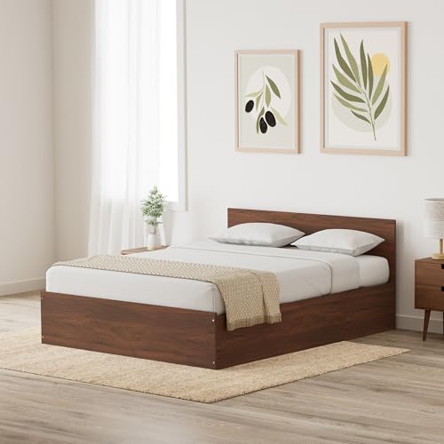 Image of Amazon Brand - Solimo Altamore Engineered Wood Queen Bed with Box Storage (Walnut Finish)