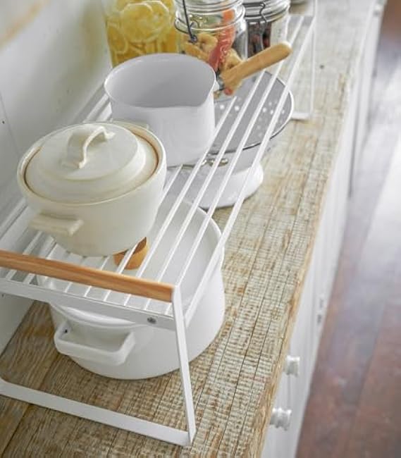 YAMAZAKI home Wired Organizer Rack-Kitchen Storage Shelves, One Size, White - 3803