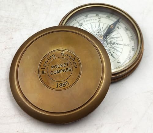 Brújula de latón con poesía Robert Frost y caja de madera miniatura 5