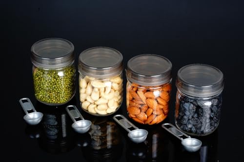 Image of Airtight Containers Set of 4 with Spoon for Kitchen Storage, Food Grade Plastic,Stackable & Transparent Organizer Jars, Masala Dabba, (349 ml) for Tea,Coffee,Sugar,Dry Fruits(SYDNY 349(Set of 4)) 7