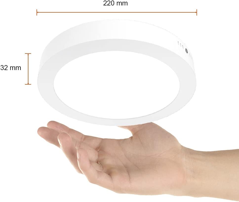 Dimensions of Tecnolite 18W LED Ceiling Light: 220mm diameter, 32mm height