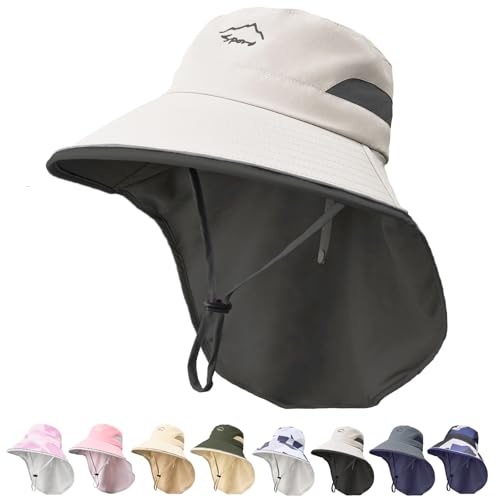 Kids Sun Hat UPF50+ Sun Protection Boys Bucket Hat Summer Girls Beach Hats with Neck Flap Adjustable Fishing Safari Hat