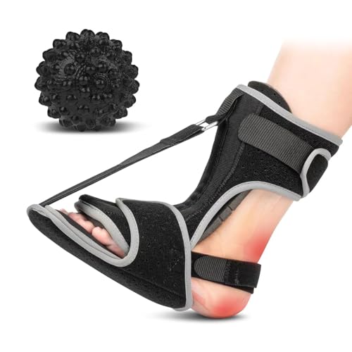 LuminaVerde férula para Fascitis Plantar, férula Nocturna para Fascitis Plantar para espolón calcáneo, Venda para pies con Bola de Masaje para Fascitis Plantar Negro