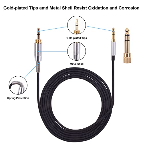 Cable de audio reemplazo con adaptador 6.35mm y doble 3.5mm 2m miniatura 3