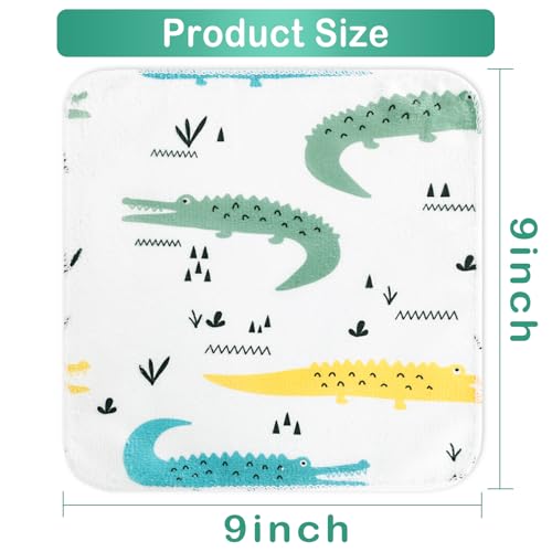 Image of Baby Washcloths, 24Pack Baby Wash Cloths Extra Soft & Ultra Absorbent, Baby Towels and Washcloths Face Towels for Unisex Boys Girls Body, Washclothes Gentle on Sensitive Skin, 9x9 Green Crocodile