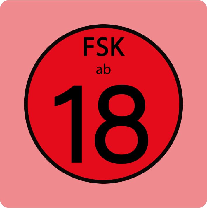 Aufkleber Hinweis Alterseinstufung „FSK ab 18“ Symbol Schild Folie selbstklebend rot | 5-40cm Made in Germany, Größen Name: 20x20cm