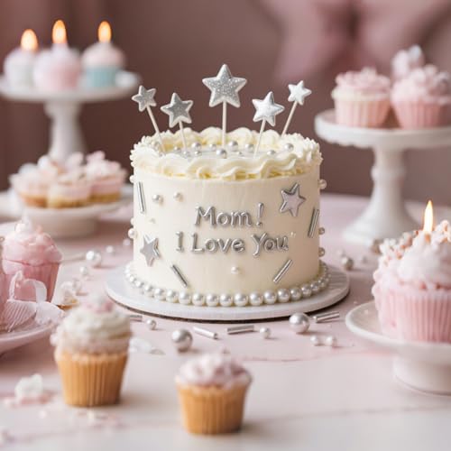 Valentine Silver Pearl Sprinkles,Edible Rods Pearl Sprinkles Mix Size,130g/4.58oz,Baking Edible Cake Decorations,Cupcake Toppers