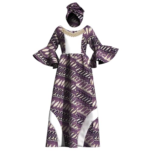 Image of iooiooi Womens African Print Party Maxi Dress Tradition Dashiki Ankara Long Dress & Headwrap