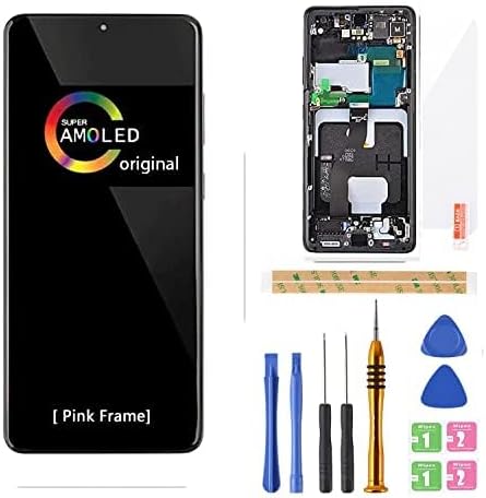 [Pink with Frame] Amoled LCD for Samsung Galaxy S21 5G G9910 Digitizer Screen LCD Display Touch Assembly Replacement G9910 G991A G991F G991P G991R4 T U V W 6.2 inch by BITANR (Pink with Frame)