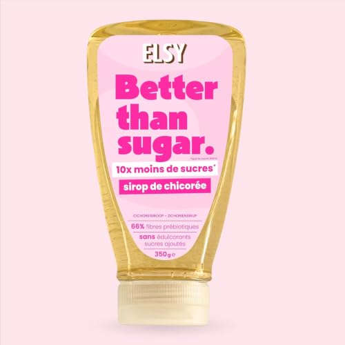 ELSY Sirop de Chicorée Nature 350g - Alternative au Sucre, Miel et Agave - 66% de Fibres Prébiotiques - Faible Indice Glycémique - Nutri-Score A - Sans Sucres Ajoutés - Sans Édulcorants