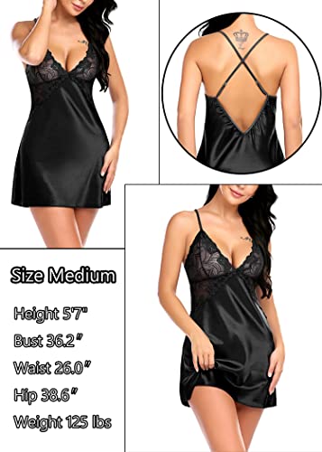 Image of Hot Night Dresses for Women | Sexy Babydoll Dress for Honeymoon | Stylish,Short,Sexy Babydoll for Ladies (2222) (XX-Large, Black)