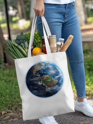 Canvas Tote Bag, Earth Day Aesthetic Canvas Tote Handbags for Women Shoulder Bag Watercolor Print4