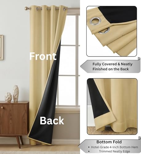Image of Galaxy Home Decor Blackout Heavy Solid 100% Opaque Curtains for Door 7 Feet, Pack of 2, Gold (Gold, Door 7 Feet)