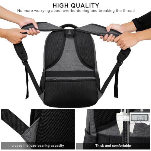 Image of School Backpack for Teens & College Students - 17.3 Inch Laptop Backpack with USB Charging Port, Water Resistant Travel Bookbag for Men, Women, Business & University, Grey