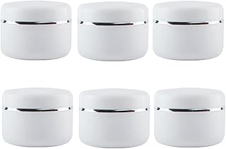 6 Pack 100ml Empty White Plastic Round Jars Bottles with Inner Liners and Screw Lid Refillable Makeup Cosmetic Jars for Face Cream Eye Shadow Lip Balm Lotion Storage Container