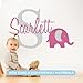 Personalized Name Elephant Animal Series - Baby Boy - Wall Decal Nursery for Home Bedroom Children (Wide 22