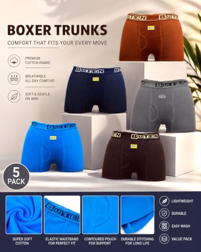 Image of BUTEN Pack of 5 Slim Fit Pure Cotton Mini Trunks स्लिम फिट ट्रंक जंगिया