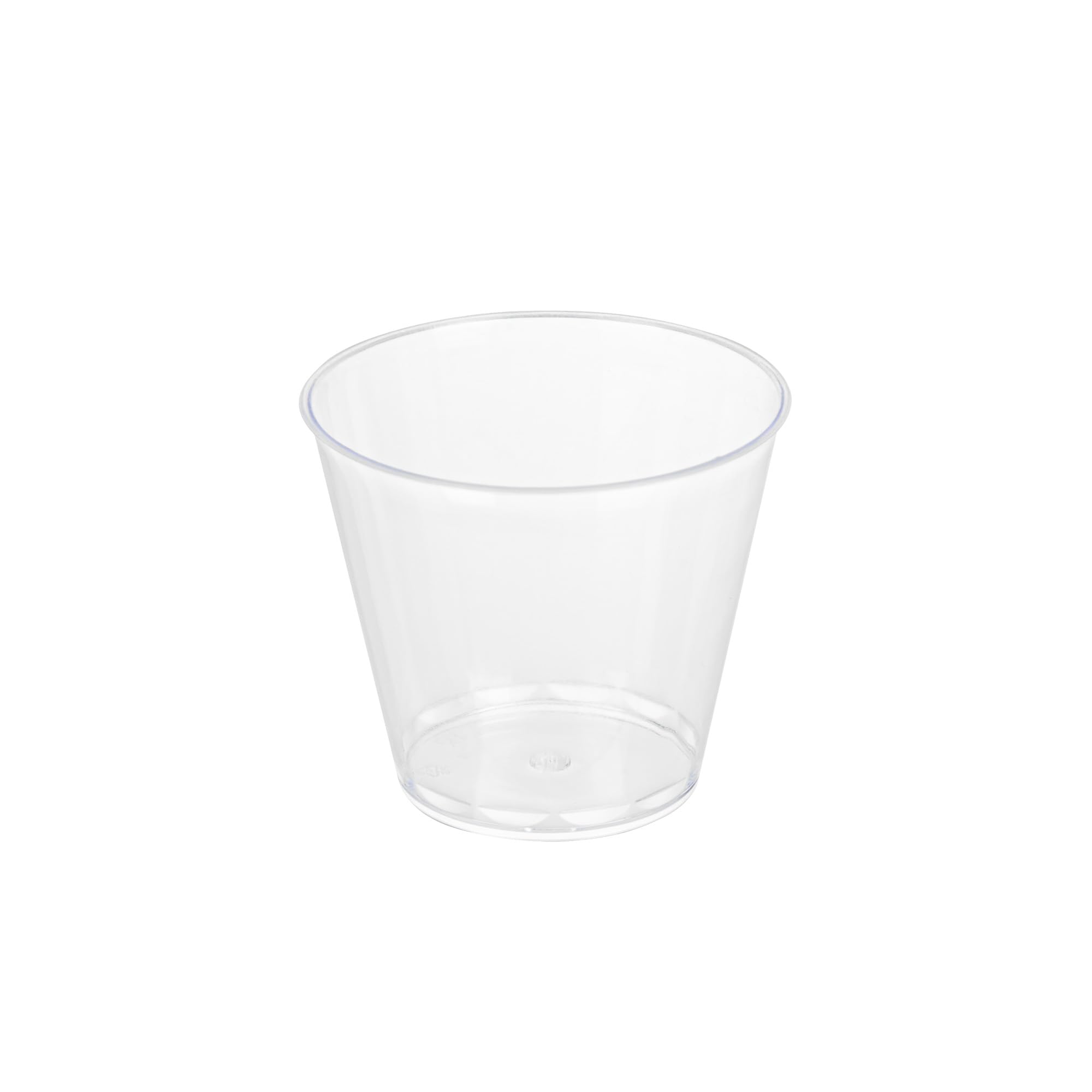 Restaurantware Taza redonda de plástico transparente de 4 onzas, 2 1/2 pulgadas x 2 1/2 pulgadas x 2 1/2 pulgadas x 2 1/4 pulgadas, caja de 100 unidades