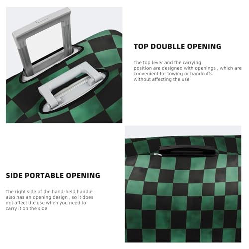 Luggage Cover Protector - Retro Green Black Checkered Print Suitcase Covers for Luggage Fit 22-24 Inch Suitcase4