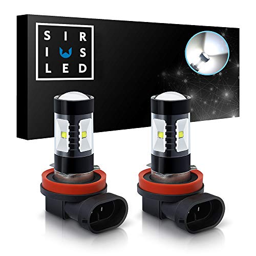 SiriusLED Extremely Bright 30W LED Bulbs with Projector for Fog Lights Daytime Running DRL Driving H11 6000K Xenon White