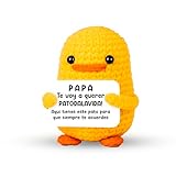 Pato de Crochet Tejido a Mano - Regalo Padre, Regalo Dia del Padre|Pato con Tarjeta 'Papa Te Voy a Querer PATODALAVIDA' | Decoración para Papá | 8 cm x 6 cm x 6 cm