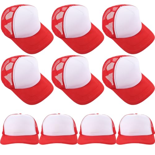 Alipis 10 Stück Leere Baseballkappe aus Atmungsaktivem Polyester Mesh mit Einfachem Design Robust und Wiederverwendbar für Shopping und Tägliche Kleidung in Rot