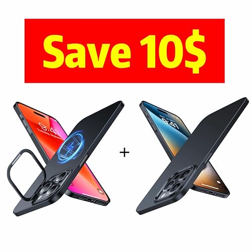 TORRAS iphone 15 pro max case with stand magsafe black slim fit 6.7"