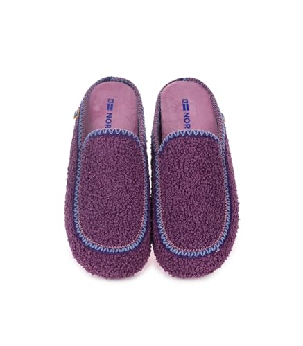 N NORDIKAS Zapatillas de Casa Comodas, Malva, Tejido Suave con Suela Antideslizante, Interior Acogedor, Diseño zueco (Malva, mediano, Sistema tallas calzado EU, Adulto, Mujer, Números, mediano, 37)