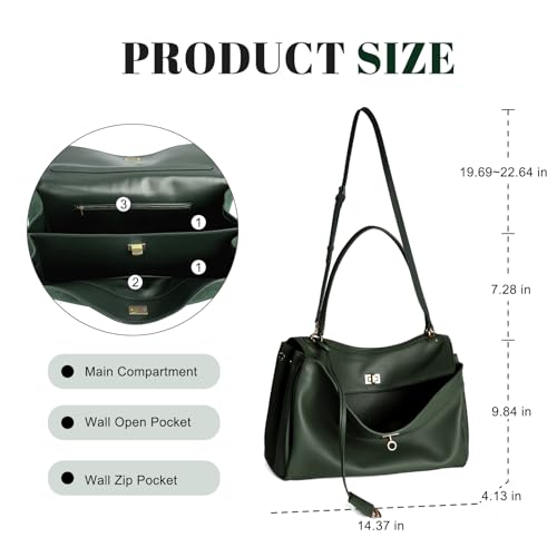 Image of hedexe Genuine Leather Tote Bag for Women: Soft Cowhide Shoulder Handbags for Ladies - Satchel Purse for Travel Work(Large)
