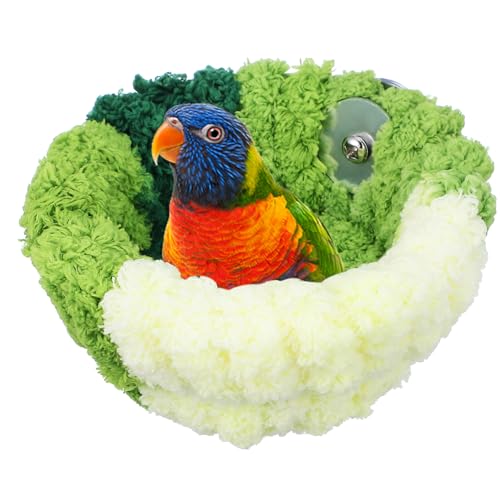 Image of GANAZONO Parrot Nest House Bed - Cozy Plush Nest for Birds Perfect for Conures and Parakeets Winter Retreat Easy to Install 5.11 X 5.11 X 3.14 Inches