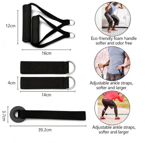 Image of Resistance Bands Set for Exercise & Workout, 5 Stackable Resistance Tube Bands with Handles, Door Anchor & Ankle Straps, Carry Bag, Home Gym Equipment for Men & Women (Multicolor) (R Bands Set)