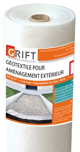 GRIFT - Géotextile 40 m², 100 gr/m², 1m x 40m
