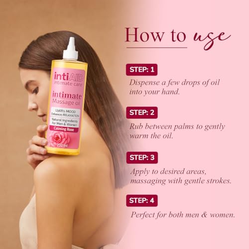 Image of Rose Intimate Massage Oil. Luxuriously Scented Self-Care Oil for Personal Moments. Sensual Touch for ultimate Pleasure & Relaxation - 200ml.