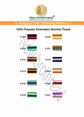 New Brothread 12 Colors Variegated Polyester Embroidery Machine Thread Kit 500M (550Y) Each Spool For Brother Janome Babylock Singer Pfaff Bernina Husqvaran Embroidery And Sewing Machines-Assortment2 #TOP4