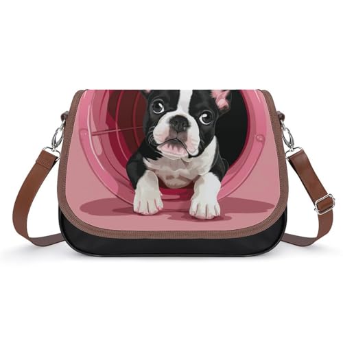 Sacoche en cuir bouledogue français aux finitions haut de gamme