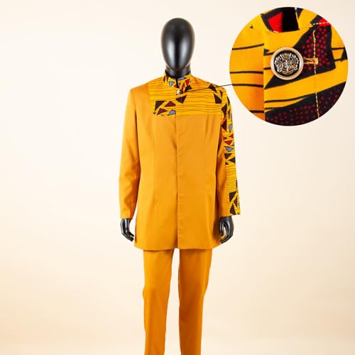 Tracksuit Mens African 2 Piece Set Embroidery Suit Printed African Dashiki Shirt and Pants Set Outfit3