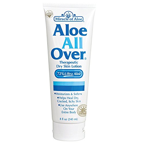 Miracle of Aloe Aloe All Over Super Moisturizing Dry Skin Lotion 8 oz - Made with 72% UltraAloe Aloe Vera Gel. Safe for Everyone: Men, Women, Children, Kids. Restores Dry Skin Fast