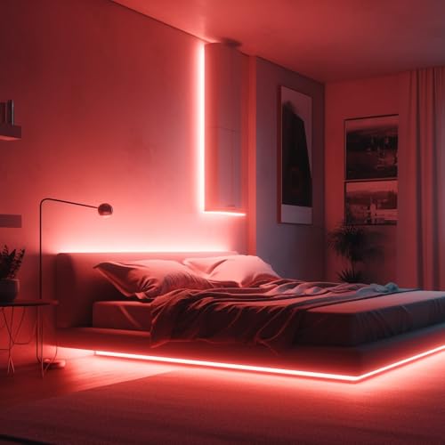Image of wipro Garnet 50 mtr LED Strip Light| 96 LEDs /mtr |Red | IP65-Waterproof |Flexible Rope Light for Outdoor /Indoor Decoration for Diwali, Christmas|Strip for Balcony, False Ceiling|Pack of 1