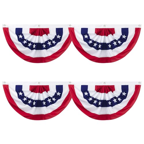 2x4 Ft American Pleated Fan Flag (Set of 4) –...