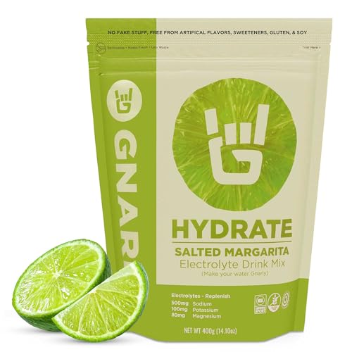 Gnarly Nutrition Hydrate Electrolyte Powder – Salted Margarita Exercise Hydration Drink Mix – NSF Sport Certified – Electrolyte Solution, Performance & Recovery – Salted Margarita, 14.10 oz